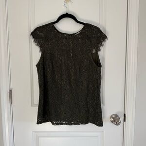 Elegant Lace Sleeveless Top - Olive Green